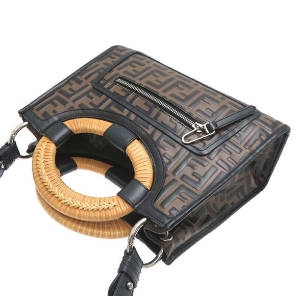 FENDI Brown Leather Zucca Bag - Picture 4 of 10